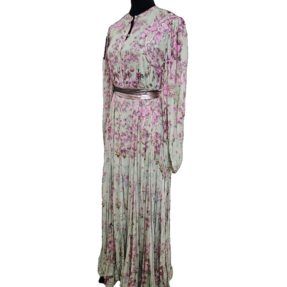 Hemant and Nandita Adira Floral Pink and White Maxi Dress-Size Large - Picture 10 of 17